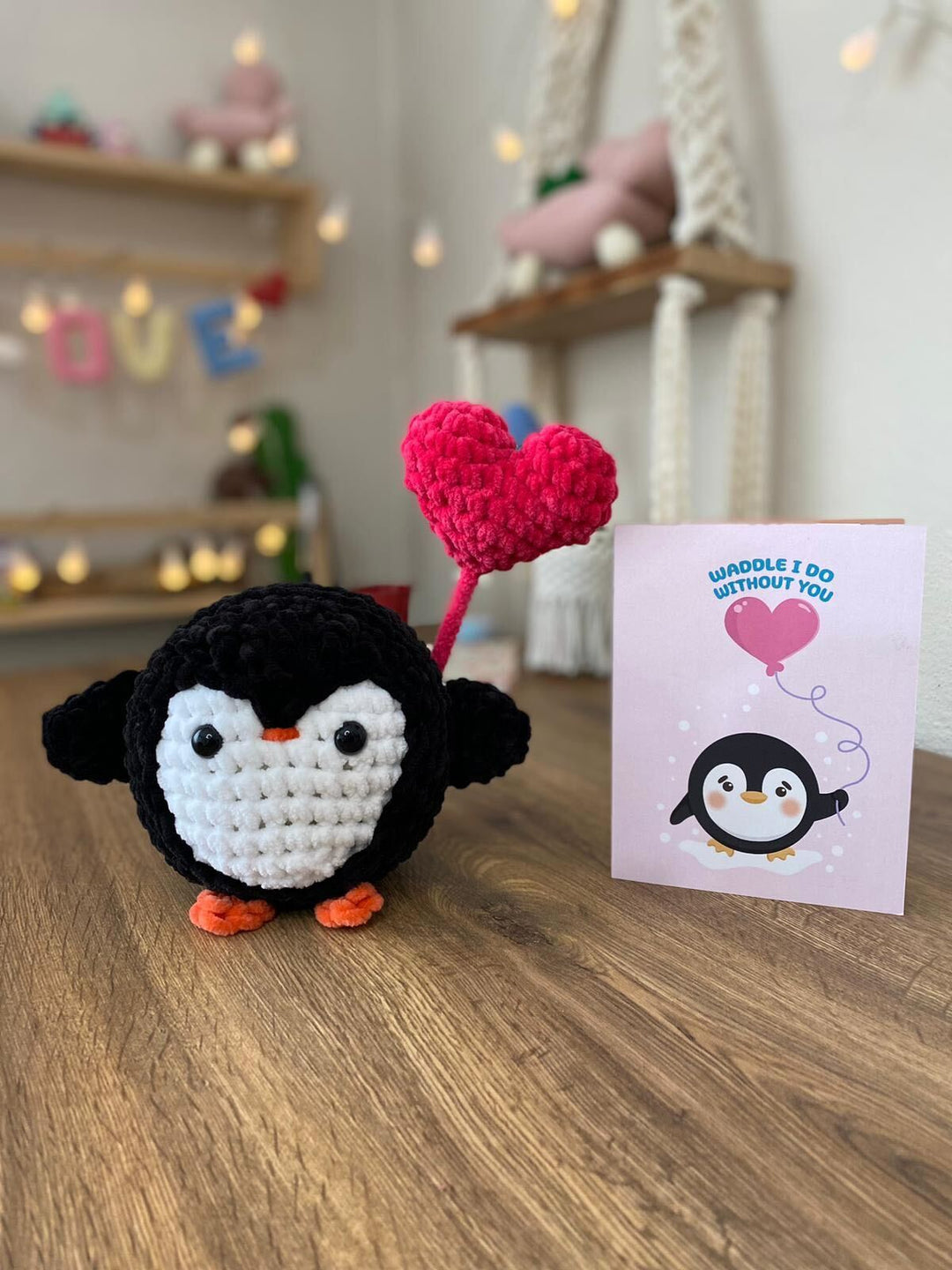 Penguin Crochet Pattern & Matching Card: "Thinking Of You"
