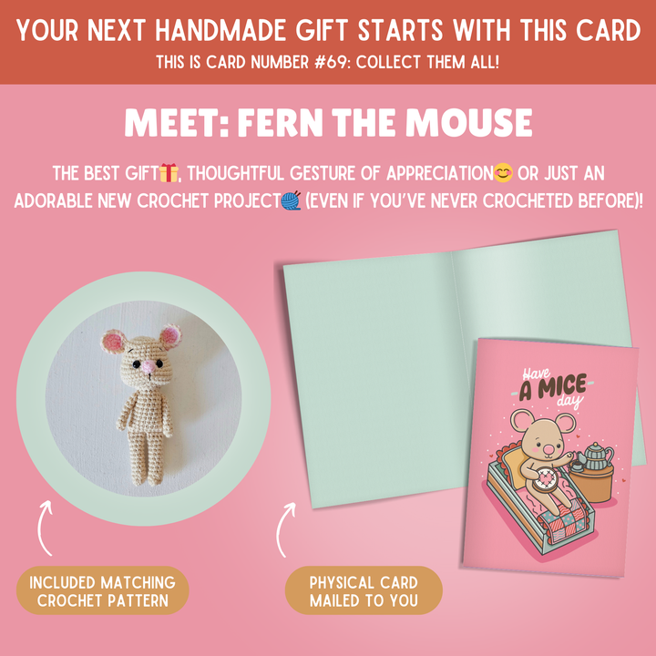 Mouse Crochet Pattern & Matching Card: "Have A Mice Day"