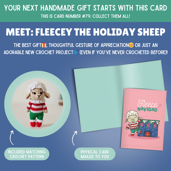 Sheep Crochet Pattern & Matching Card: "Fleece Navidad"