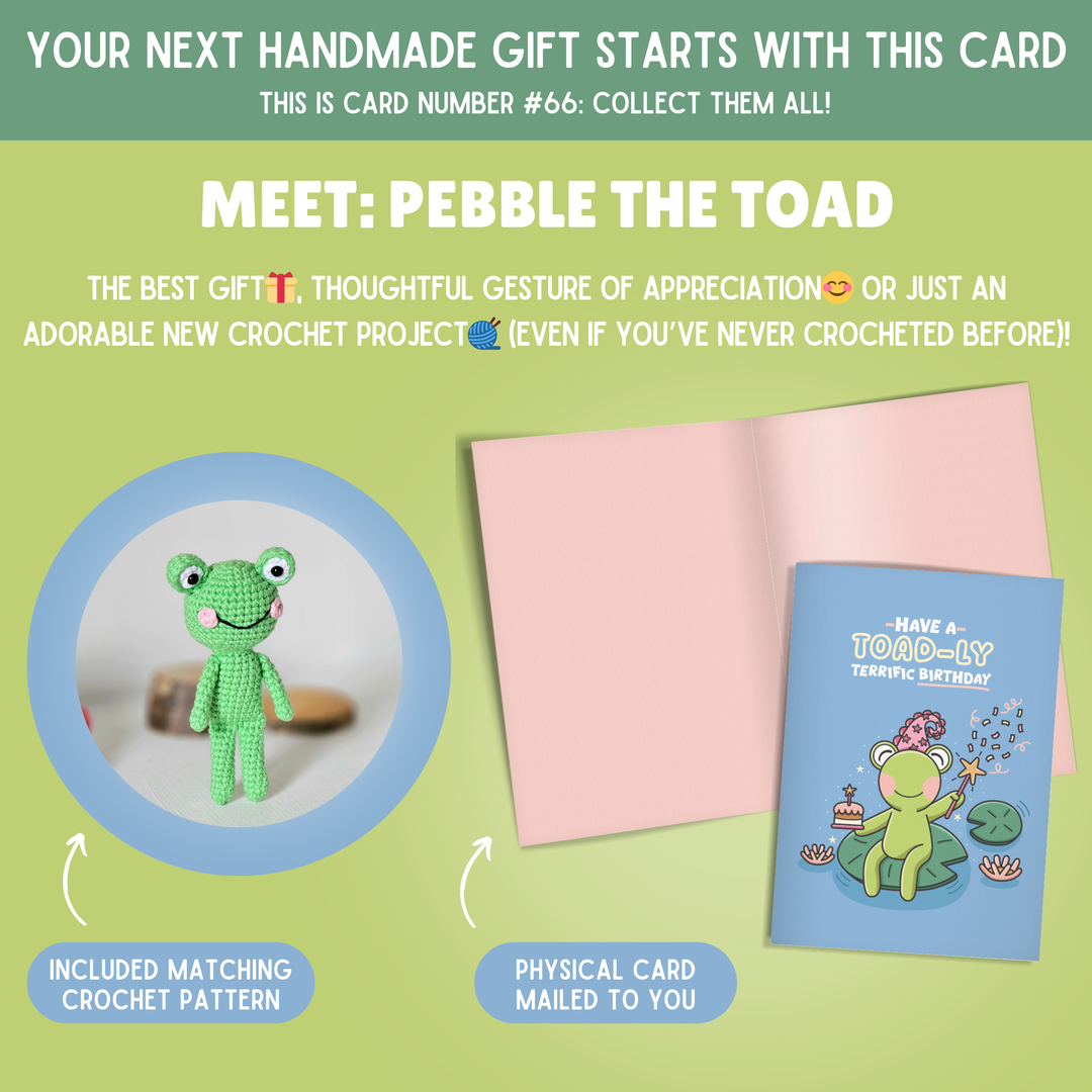 Toad Crochet Pattern & Matching Card: "Have a Toad-ly Terrific Birthday"