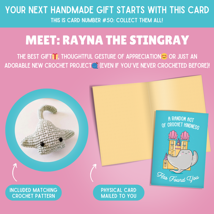 (Limit 1 Per Customer Please) Rayna The Stingray Crochet Pattern & Matching Greeting Card: Get 1 Free