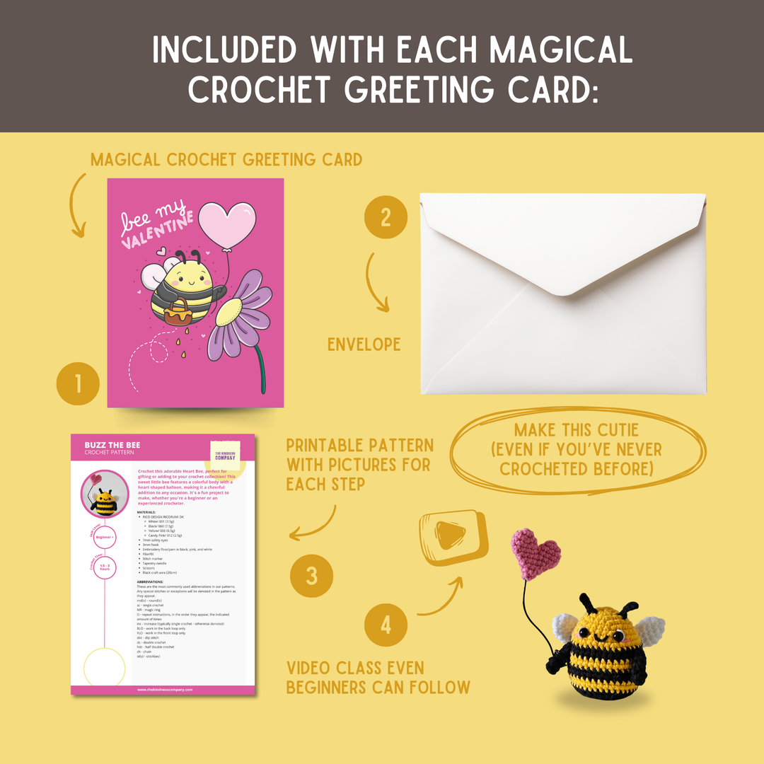 Bee Crochet Pattern & Matching Card: "Bee My Valentine"