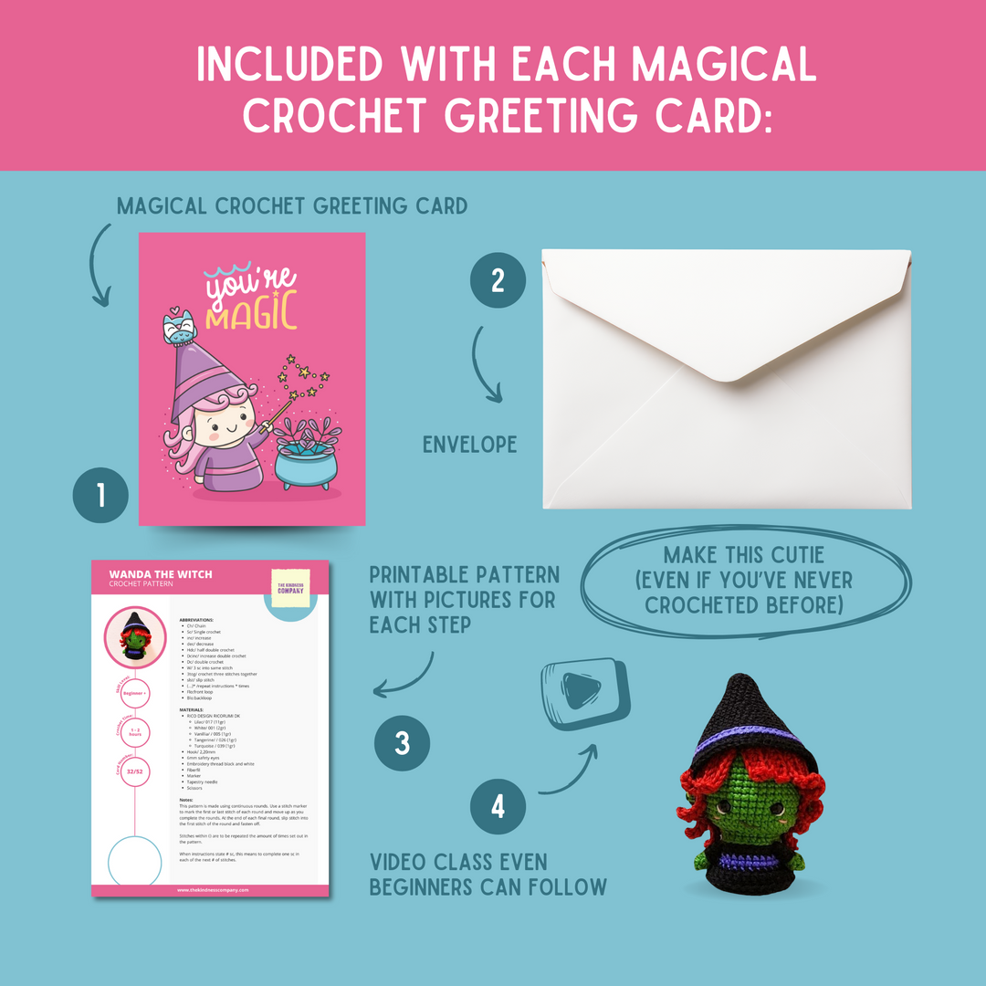 Witch Crochet Pattern & Matching Card: "You're Magic"