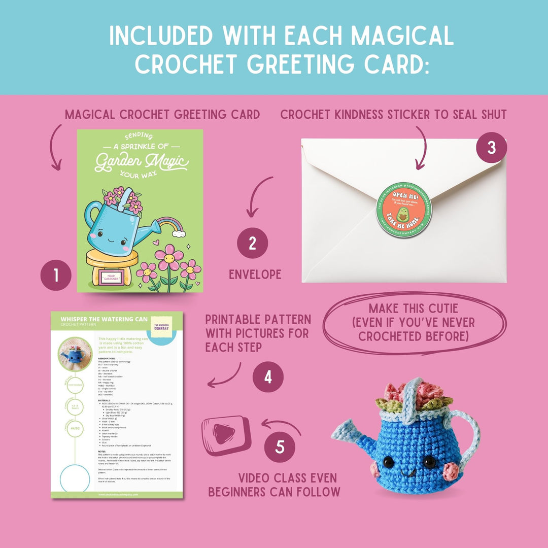 Watering Can Crochet Pattern & Matching Card: "Magic Your Way"
