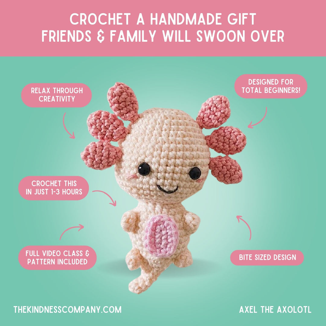 Axolotl Crochet Pattern & Matching Card: "Thank You"