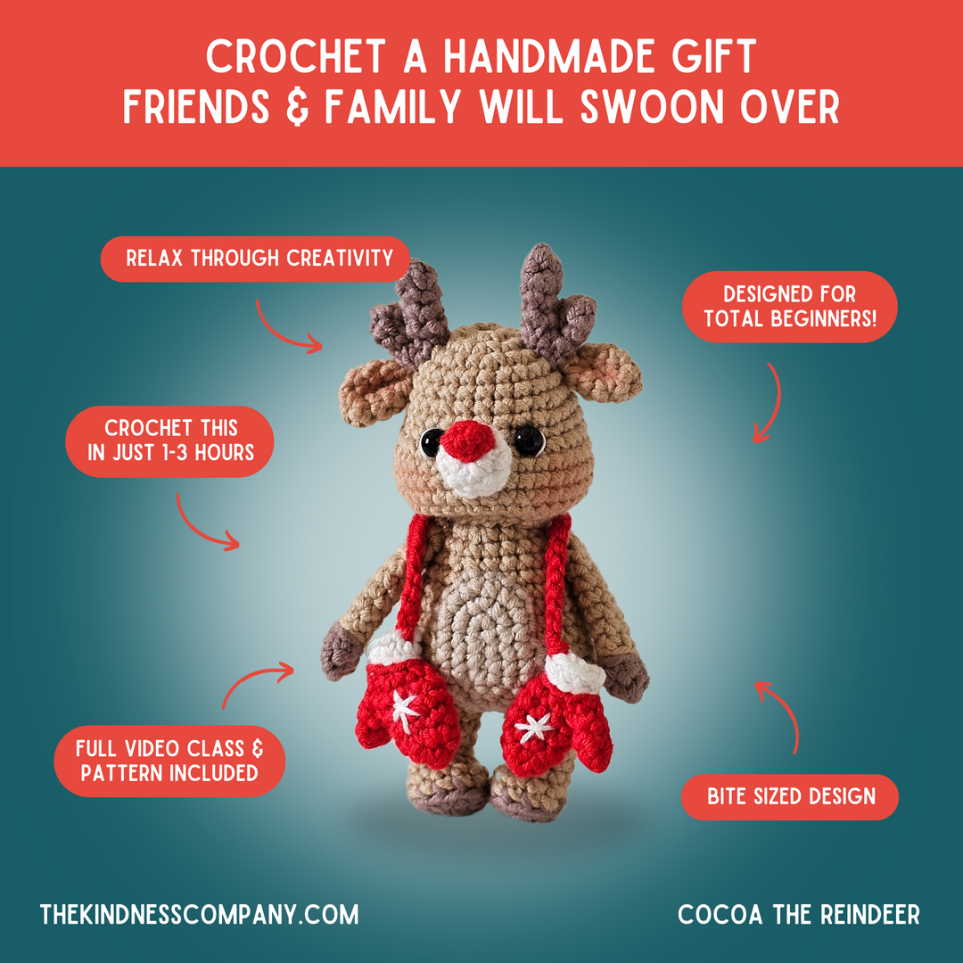 Cocoa The Reindeer Crochet Pattern & Matching Card: "Happy New Deer"