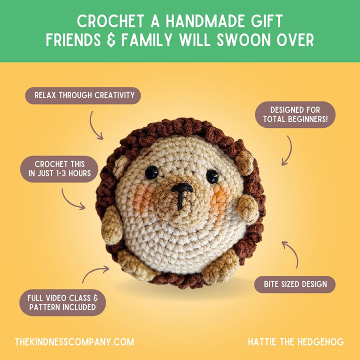 Hedgehog Crochet Pattern & Matching Card: "Birthday"