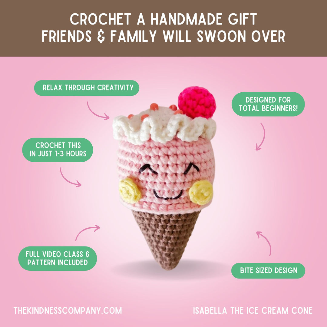 Ice Cream Crochet Pattern & Matching Card: "Happy Birthday"