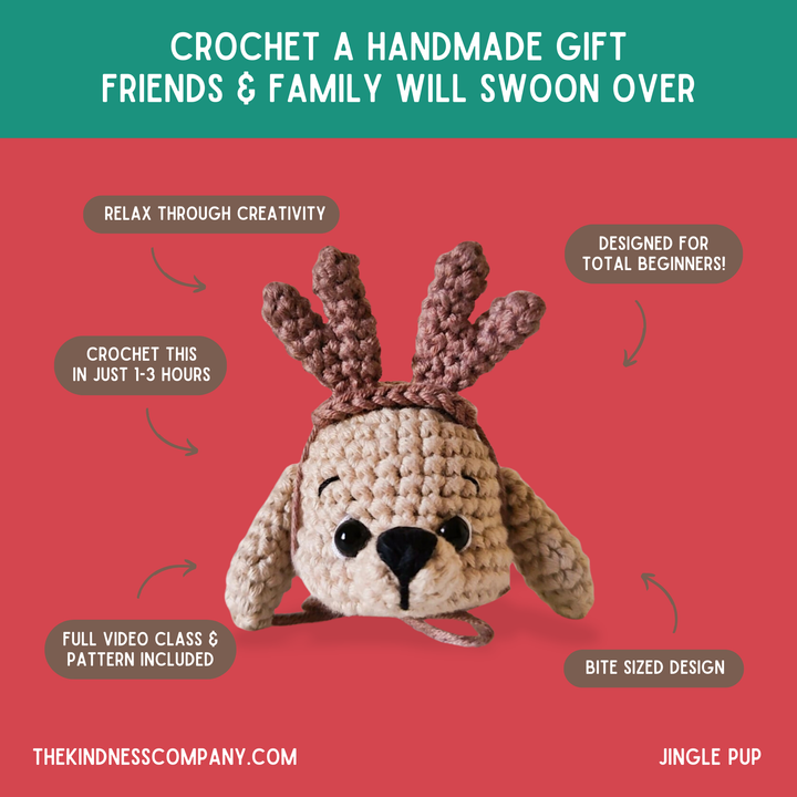 Jingle Pup Crochet Pattern & Matching Card: "Santa Paws Is Coming To Town"