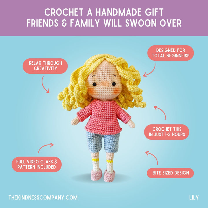 Lily Doll Crochet Pattern & Matching Card: "Happy Birthday"