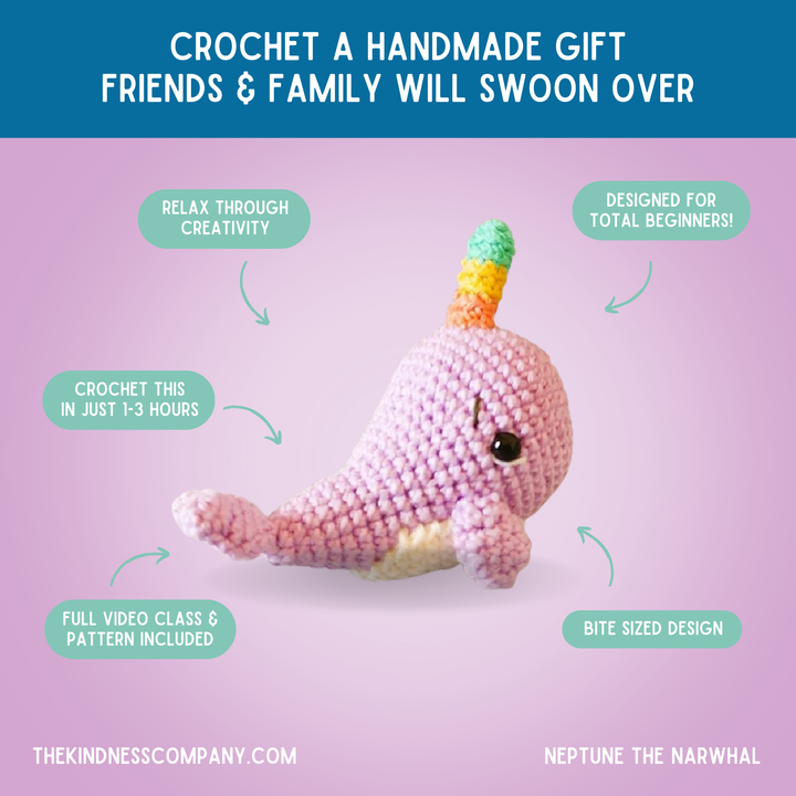 Narwhal Crochet Pattern & Matching Card: "Birthday"