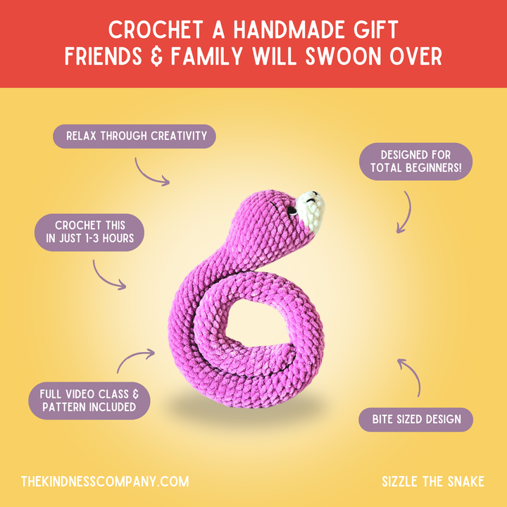 Snake Crochet Pattern & Matching Card: "Have A Sssuper Year Of The Snake"