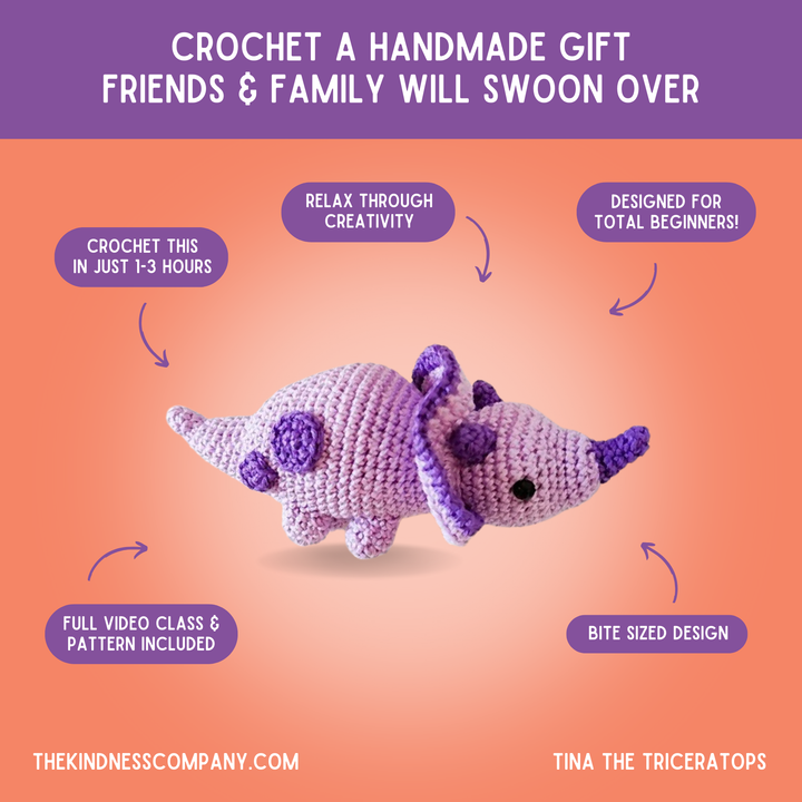 Triceratops Crochet Pattern & Matching Card: "Birthday"