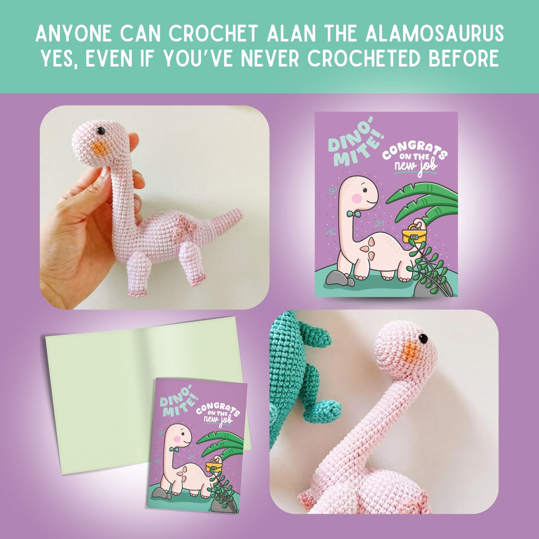 Alamosaurus Crochet Pattern & Matching Card: "Congratulations"