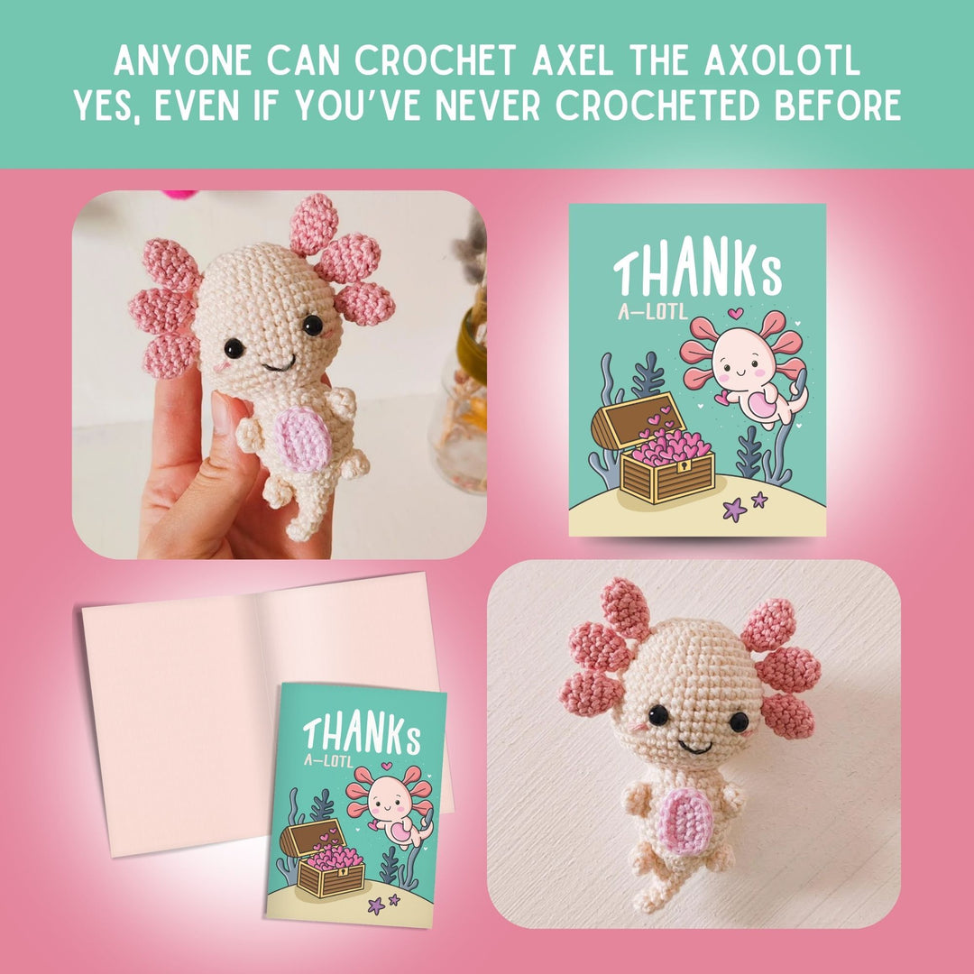 Axolotl Crochet Pattern & Matching Card: "Thank You"