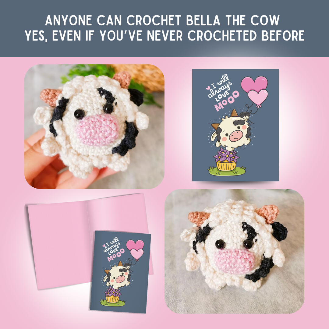 Cow Crochet Pattern & Matching Card: "I Will Always Love Mooo"