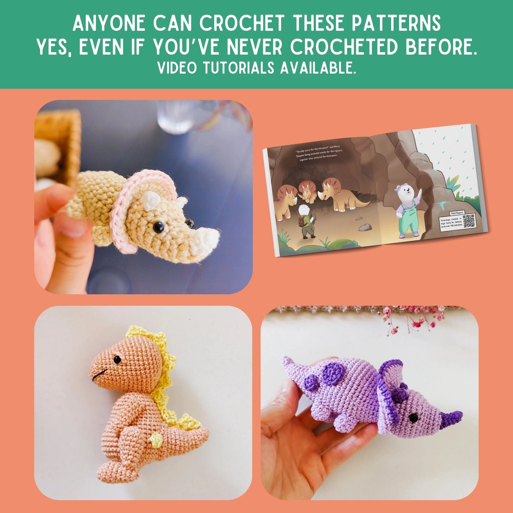 Dinosaur Adventure Crochet Storybook: Personalize The Book With Your Loved Ones Names & Crochet The Story To Life