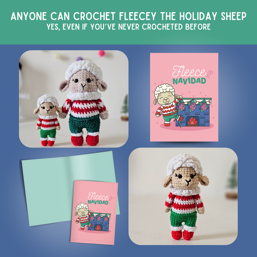 Sheep Crochet Pattern & Matching Card: "Fleece Navidad"