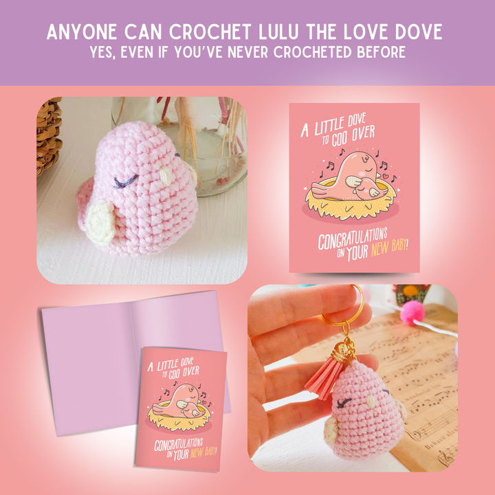Dove Crochet Pattern & Matching Card: "New Baby"