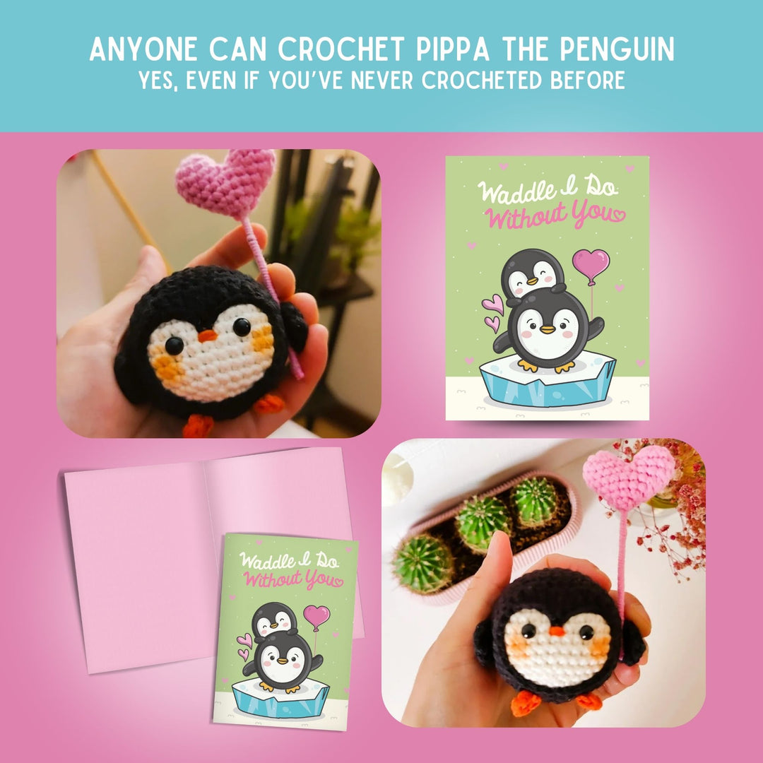 Penguin Crochet Pattern & Matching Card: "Thinking Of You"