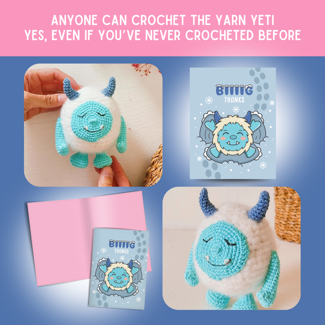 Yarn Yeti Crochet Pattern & Matching Card: "Big Thanks"