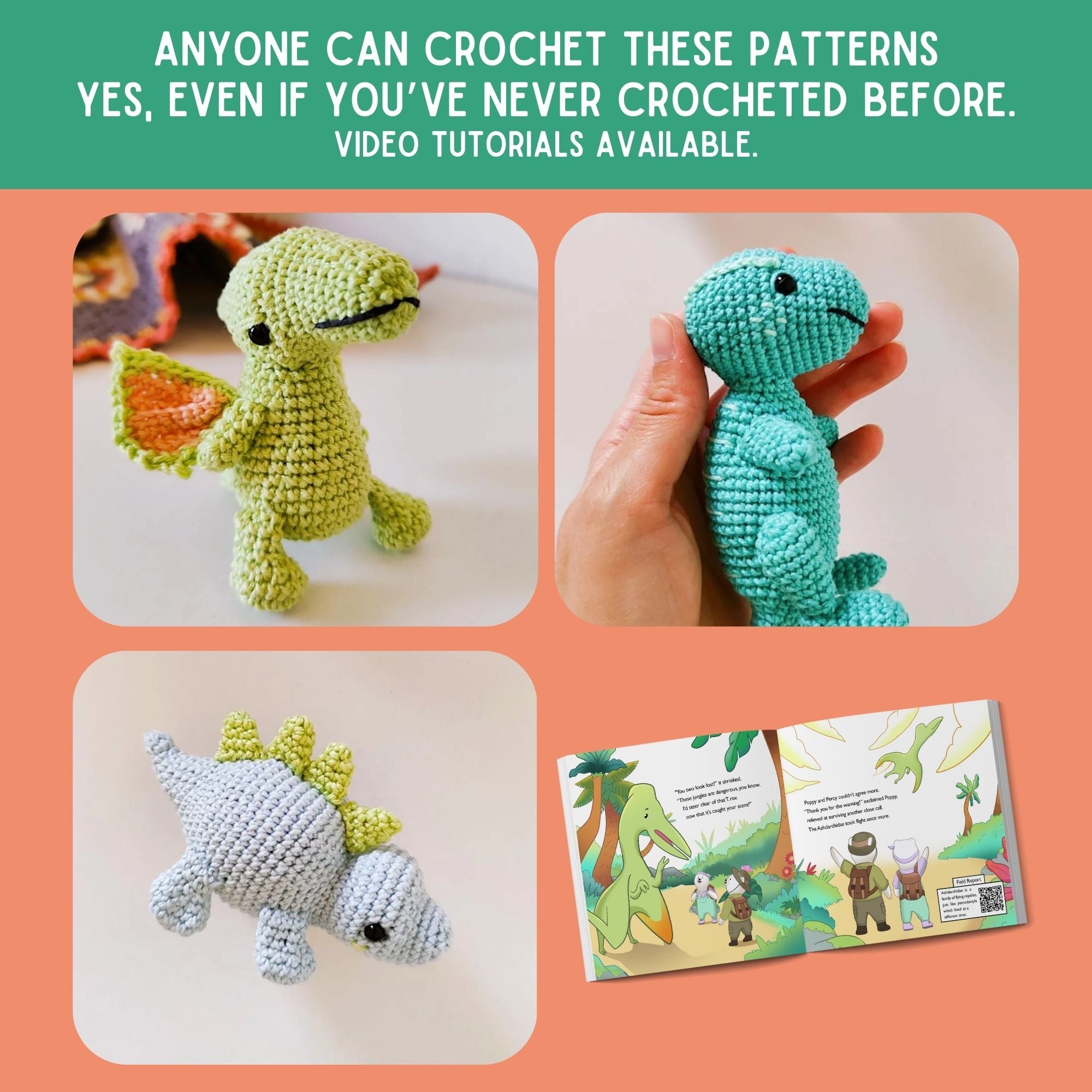 Dinosaur Adventure Crochet Storybook: Personalize The Book With Your Loved Ones Names & Crochet The Story To Life