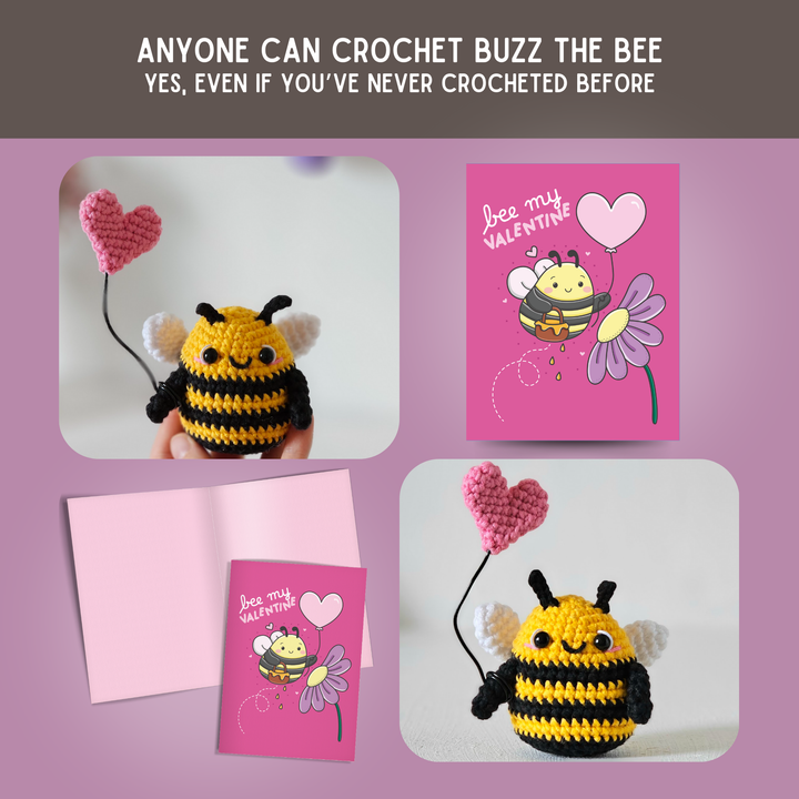 Bee Crochet Pattern & Matching Card: "Bee My Valentine"