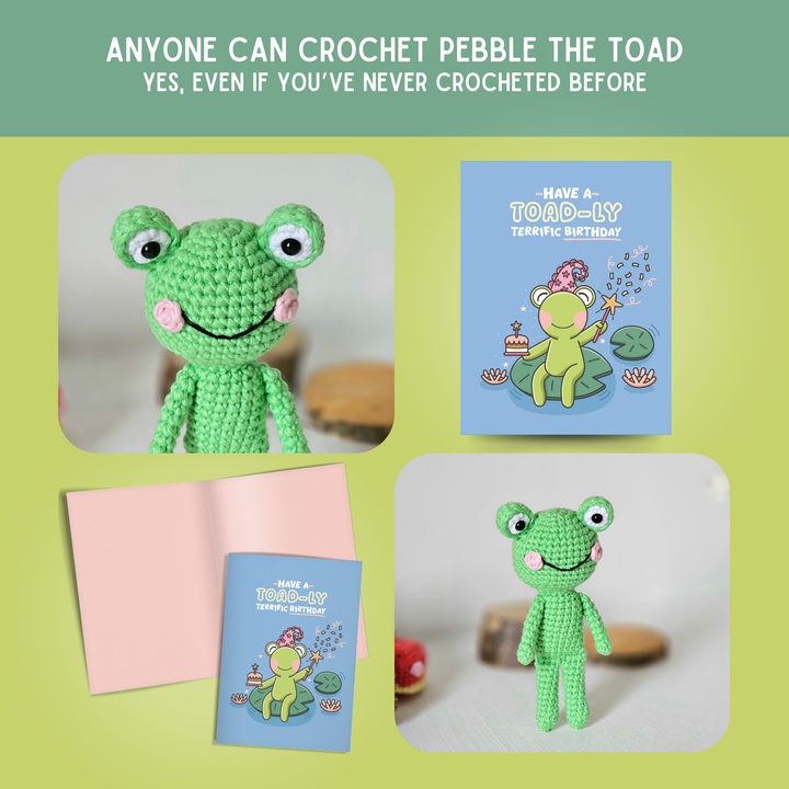 Toad Crochet Pattern & Matching Card: "Have a Toad-ly Terrific Birthday"