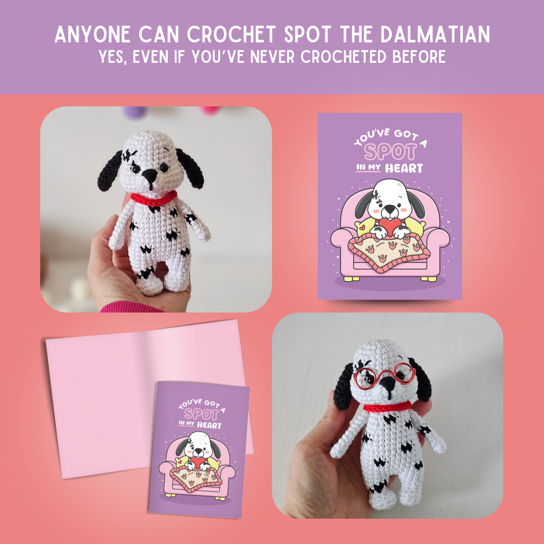 Dalmatian Crochet Pattern & Matching Card: "You've Got A Spot In My Heart"