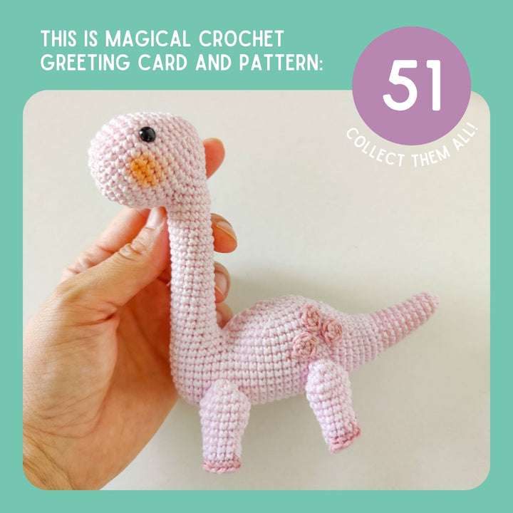 Alamosaurus Crochet Pattern & Matching Card: "Congratulations"