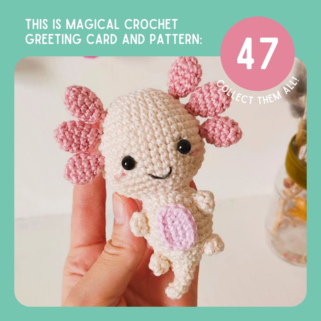 Axolotl Crochet Pattern & Matching Card: "Thank You"