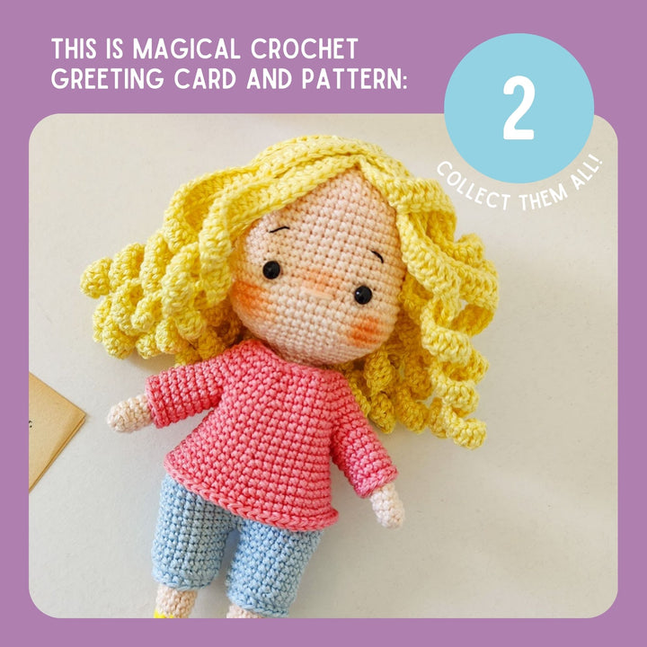 Lily Doll Crochet Pattern & Matching Card: "Happy Birthday"