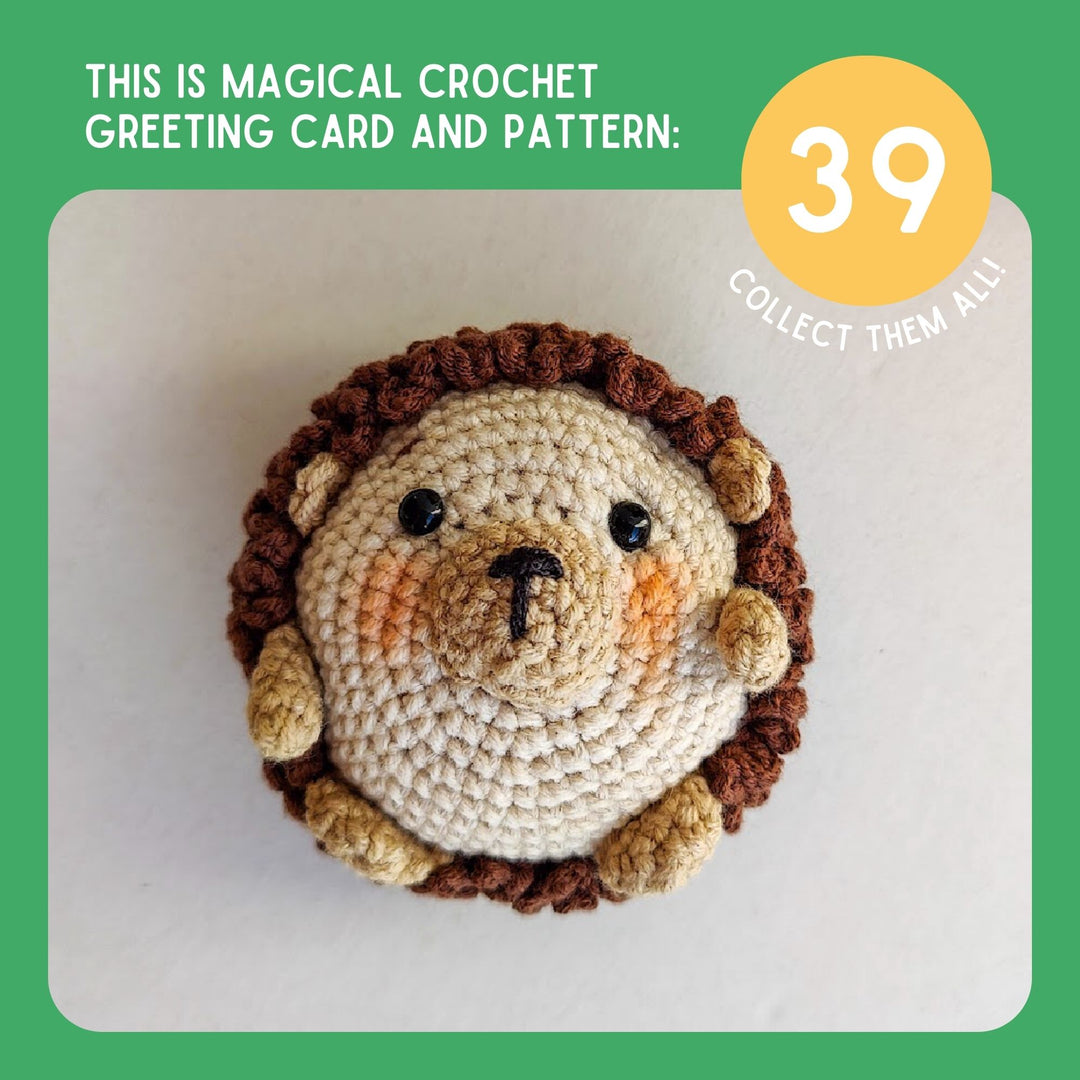 Hedgehog Crochet Pattern & Matching Card: "Birthday"