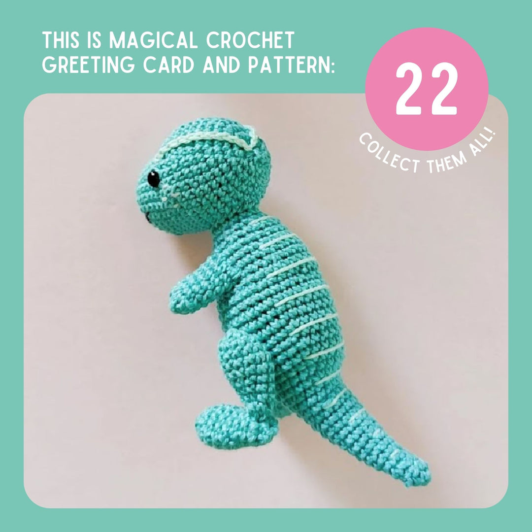 Dinosaur Crochet Pattern & Matching Card: "Birthday"