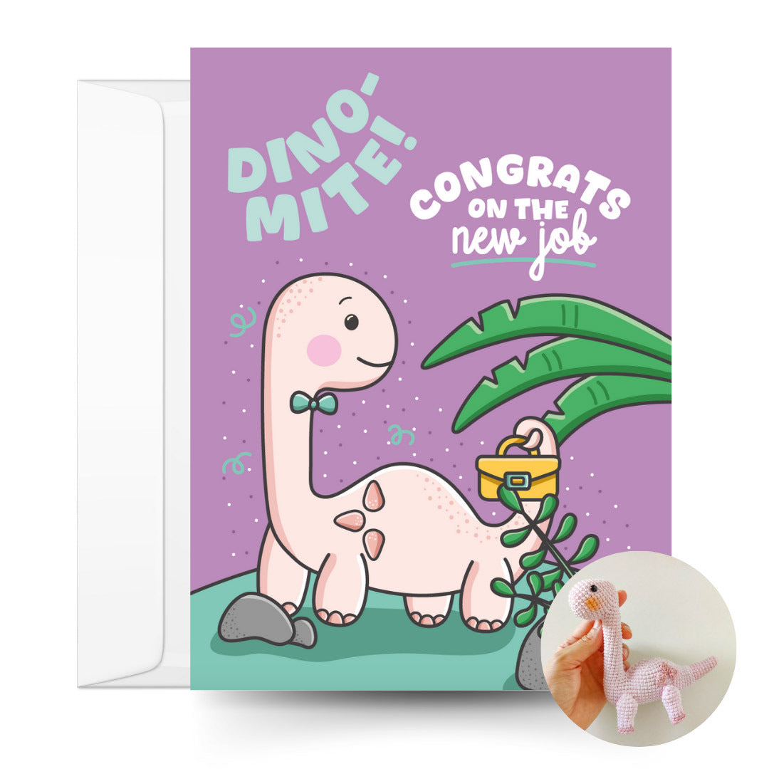 Alamosaurus Crochet Pattern & Matching Card: "Congratulations"