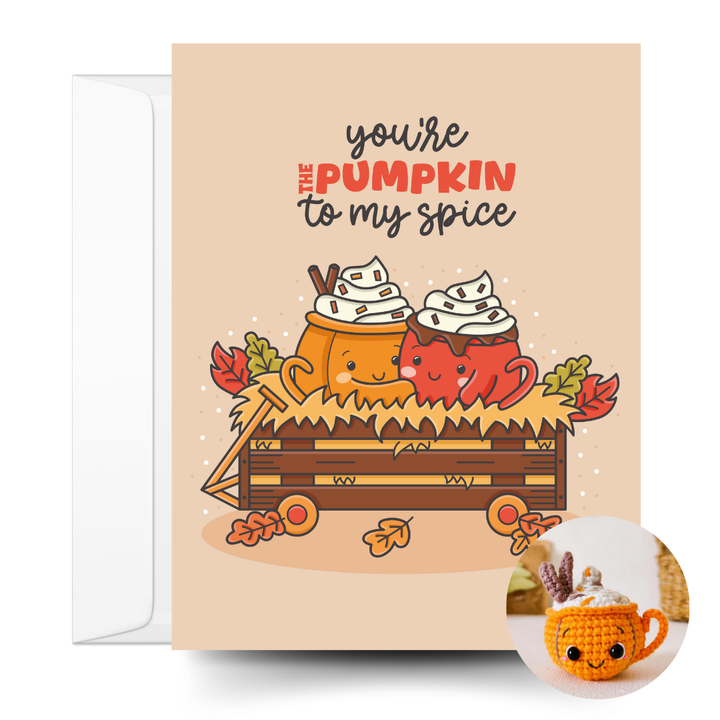 Autumn The Pumpkin Crochet Pattern & Matching Card: "You're the Pumpkin to My Spice"