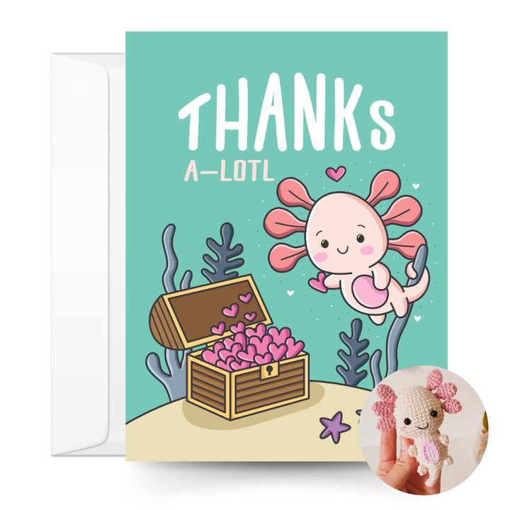 Axolotl Crochet Pattern & Matching Card: "Thank You"