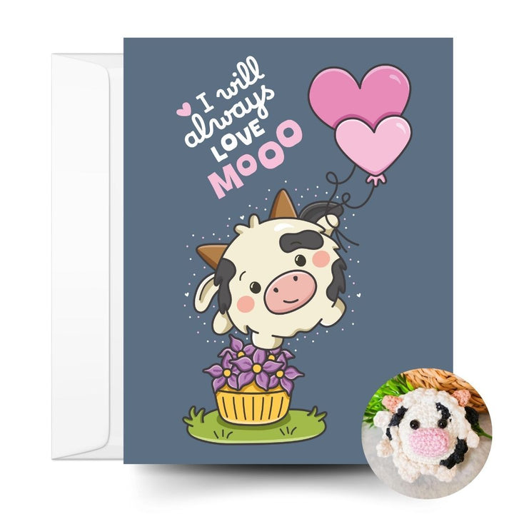 Cow Crochet Pattern & Matching Card: "I Will Always Love Mooo"