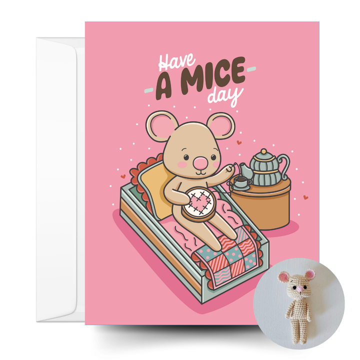 Mouse Crochet Pattern & Matching Card: "Have A Mice Day"