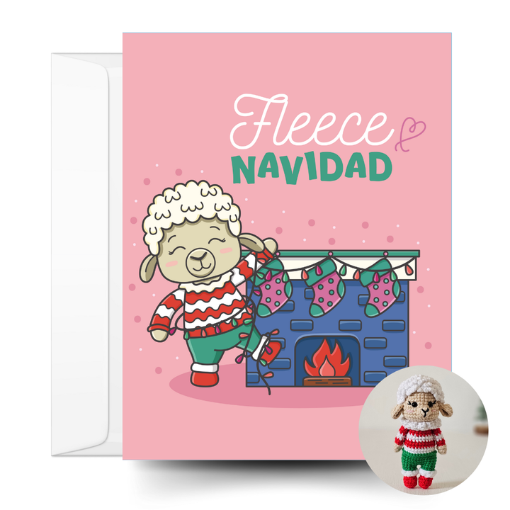 Sheep Crochet Pattern & Matching Card: "Fleece Navidad"