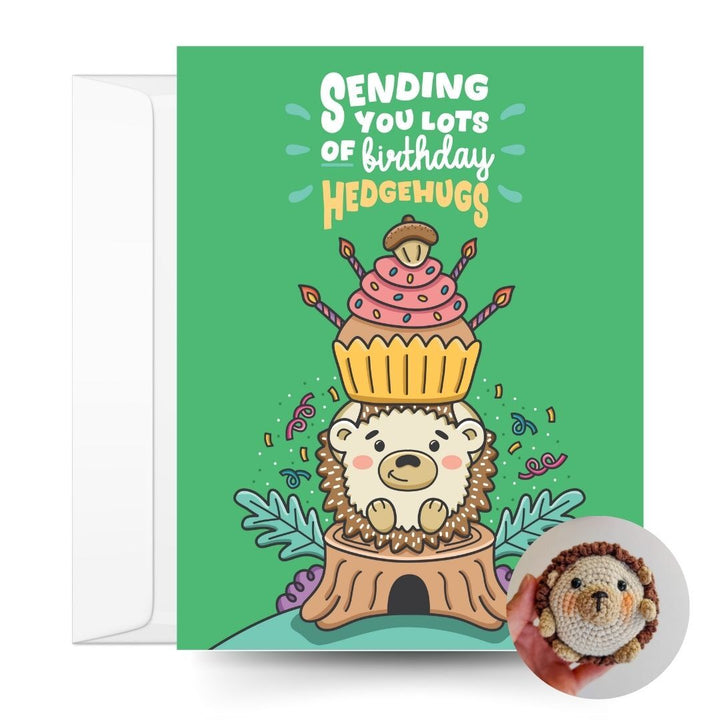 Hedgehog Crochet Pattern & Matching Card: "Birthday"