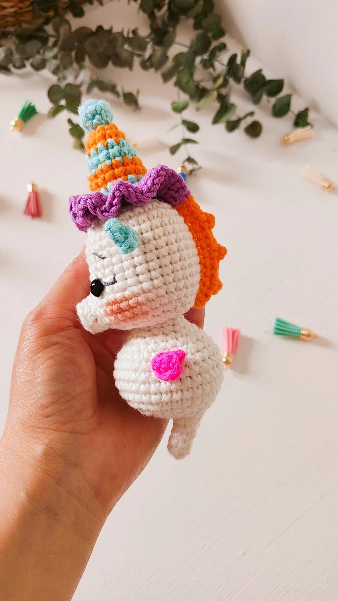 Seahorse Crochet Pattern & Matching Card: "Birthday Bash"