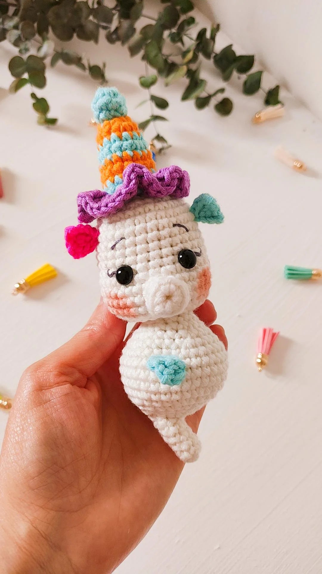 Seahorse Crochet Pattern & Matching Card: "Birthday Bash"