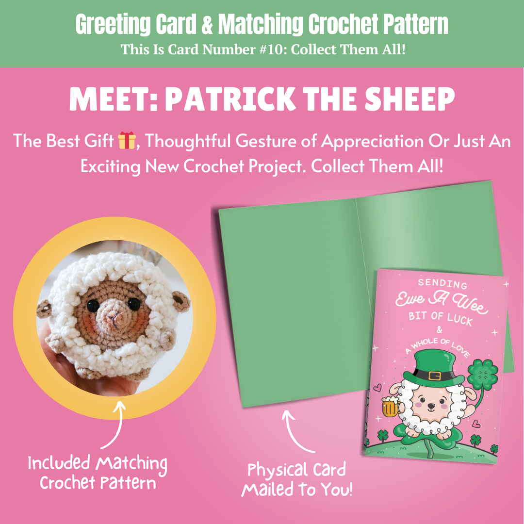 Sheep Crochet Pattern & Matching Card: "Just Because"