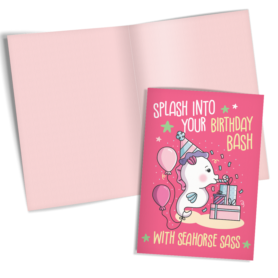 Seahorse Crochet Pattern & Matching Card: "Birthday Bash"