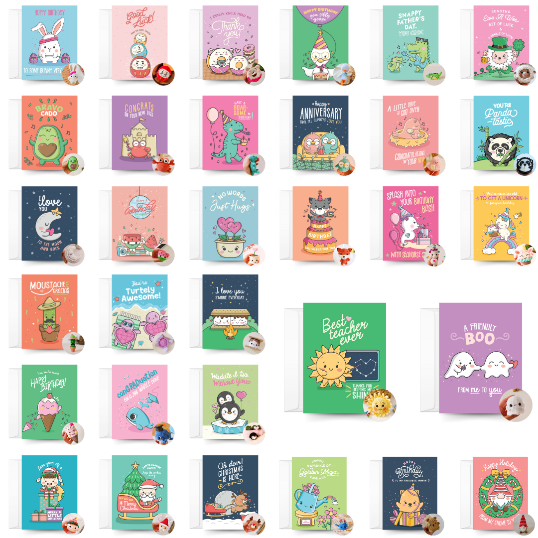 Mega Bundle: 32 Crochet Greeting Cards & Matching Patterns Bundle